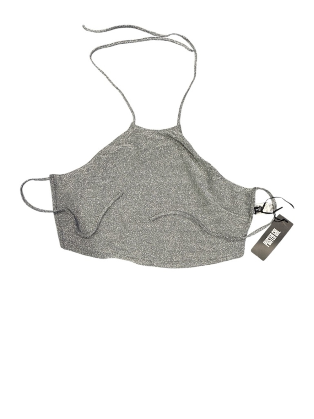 POSTER GIRL Silver Sparkle Halter Crop Top
